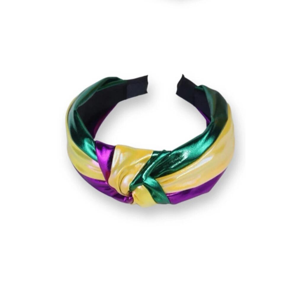 Mardi Gras Satin Knot Headband